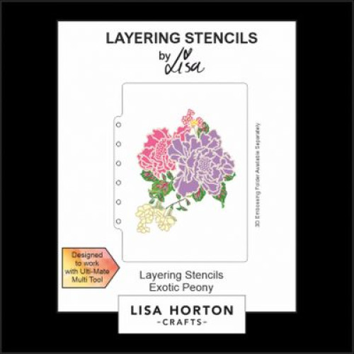 exotic peony layering stencils set  - by lisa horton LHCAS062